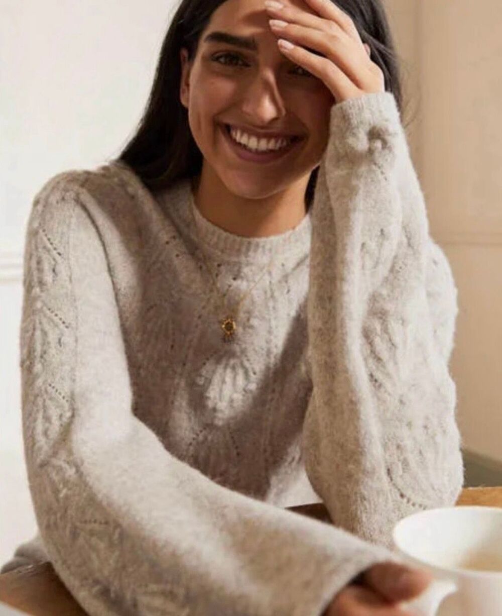 Boden Cable Knit Wool Alpaca Blend Sweater Dress Oatmeal Size US 2 / UK 6 - Picture 12 of 12